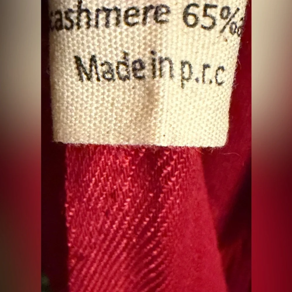 Century 21 Cashmere Red Fringe Scarf Flawed Beauty